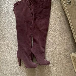 Colin Stuart VS Plum Suede Thigh High Heel Boot